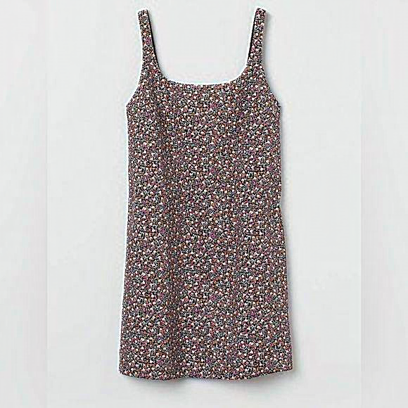 H&M, floral cotton mini corduroy jumper shift‎ dress sz medium - Picture 1 of 8